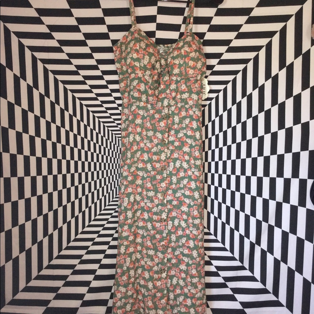 Tie front floral midi dress